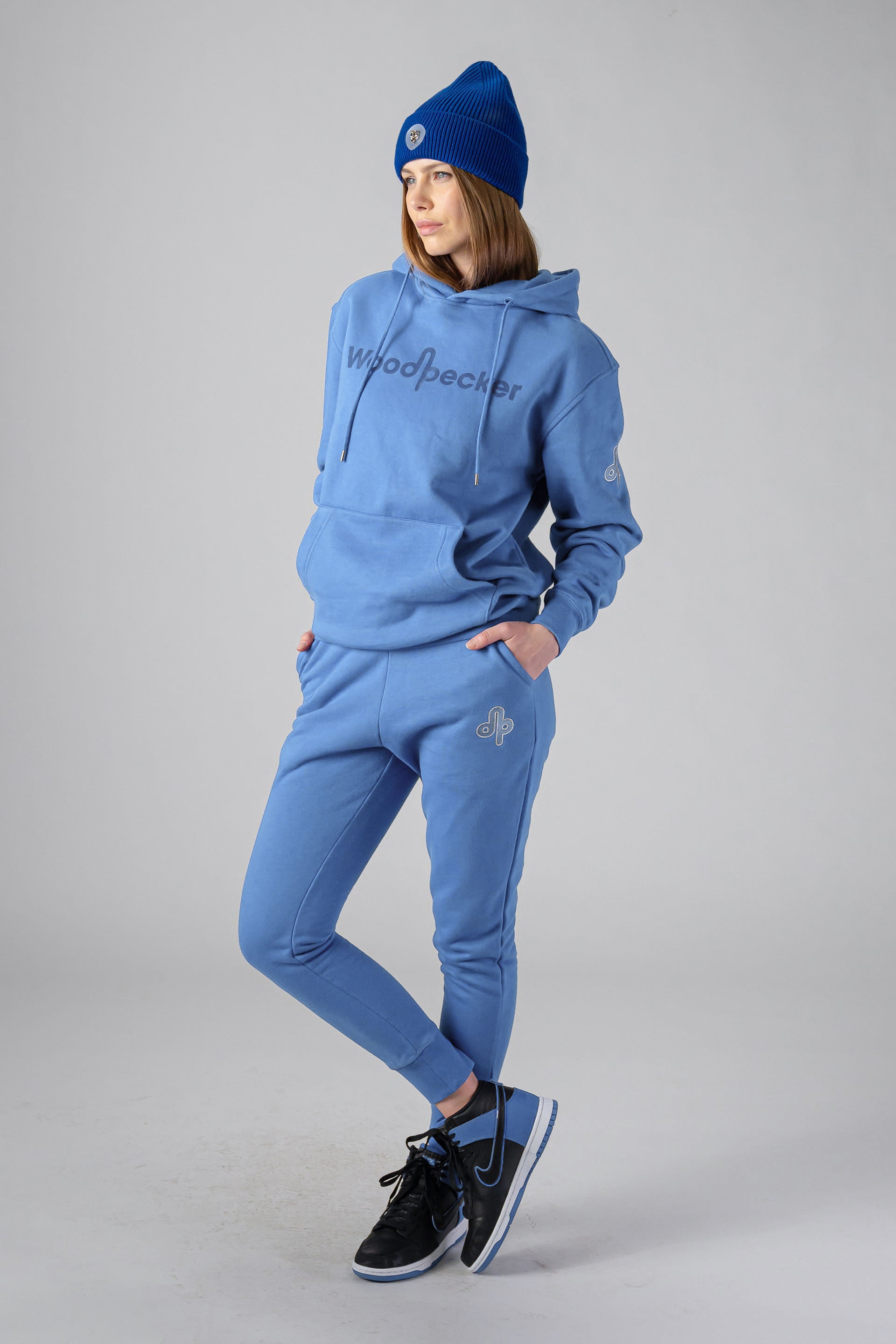 Woodpecker Unisex Cotton Sweatsuit, Light Blue Colour, Woodpecker, Coat, Moose, Knuckles, Canada, Goose, Mackage, Montcler, Will, Poho, Willbird, Nic, Bayley. Super cozy casual for home or activewear.