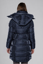 Load image into Gallery viewer, Woodpecker Women&#39;s Penguin Long Winter coat. High-end Canadian designer winter coat for women in &quot;Blue Diamond&quot; colour. Woodpecker cruelty-free winter coat designed in Canada. Women&#39;s heavy weight long length premium designer jacket for winter. Superior quality warm winter coat for women. Moose Knuckles, Canada Goose, Mackage, Montcler, Will Poho, Willbird, Nic Bayley. Extra warm. Shiny parka. Stylish winter jacket. Designer winter coat.
