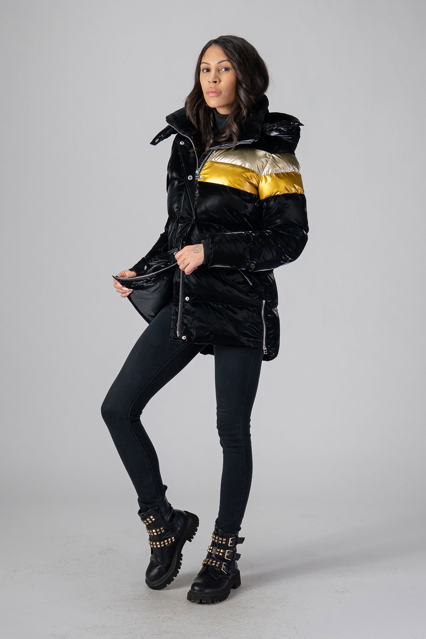 Black and gold bomber jacket womens best sale