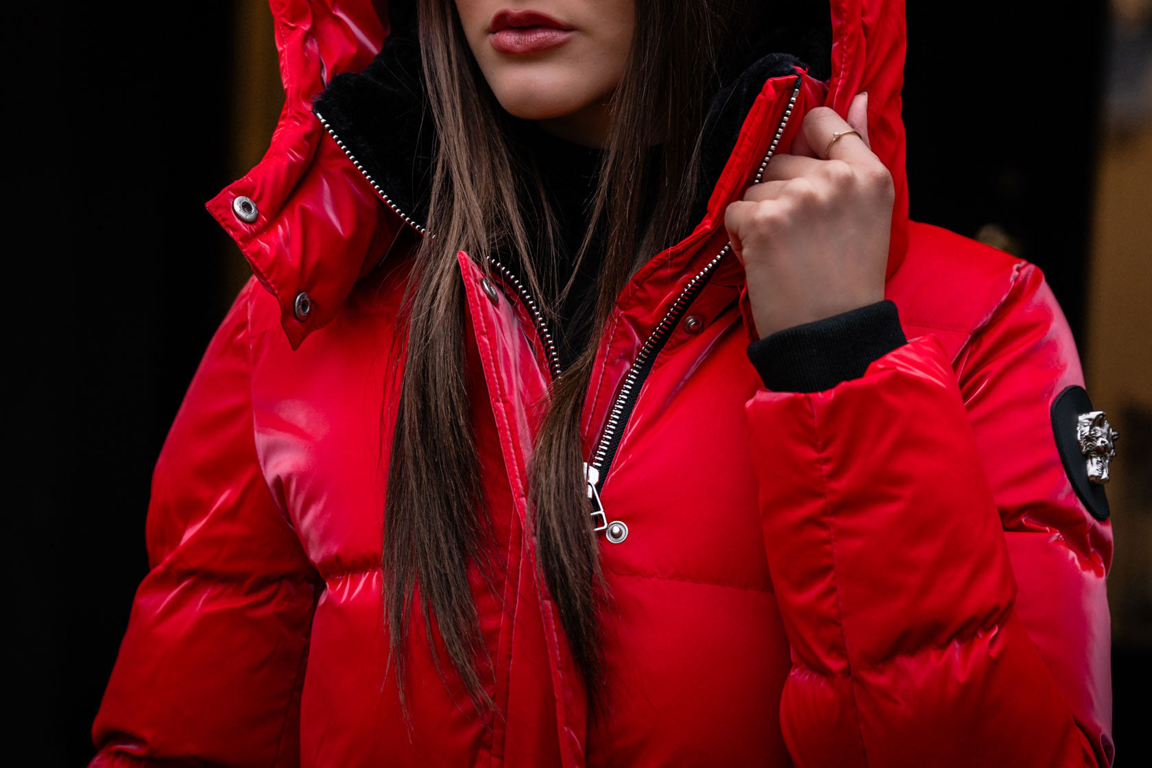 Women in All Wet Red Woody Bomber Jacket