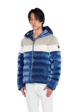 Load image into Gallery viewer, Woodpecker Men&#39;s Sparrow Winter coat. High-end Canadian designer winter coat for men in shiny &quot;Mercury Marine&quot; blue colour. Woodpecker cruelty-free winter coat designed in Canada. Men&#39;s medium weight medium length premium designer jacket for winter. Superior quality warm winter coat for men. Moose Knuckles, Canada Goose, Mackage, Montcler, Will Poho, Willbird, Nic Bayley. Shiny parka. Stylish winter jacket. Designer winter coat.
