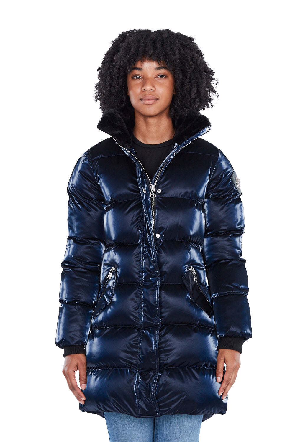 Long navy down coat hotsell