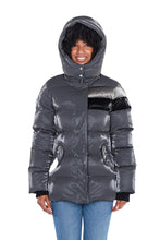 Load image into Gallery viewer, Woodpecker Women&#39;s Bumnester Winter coat. High-end Canadian designer winter coat for women in shiny &quot;Magnum&quot; Grey colour. Woodpecker cruelty-free winter coat designed in Canada. Women&#39;s heavy weight medium length premium designer jacket for winter. Superior quality warm winter coat for women. Moose Knuckles, Canada Goose, Mackage, Montcler, Will Poho, Willbird, Nic Bayley. Extra warm. Shiny parka. Stylish winter jacket. Designer winter coat.
