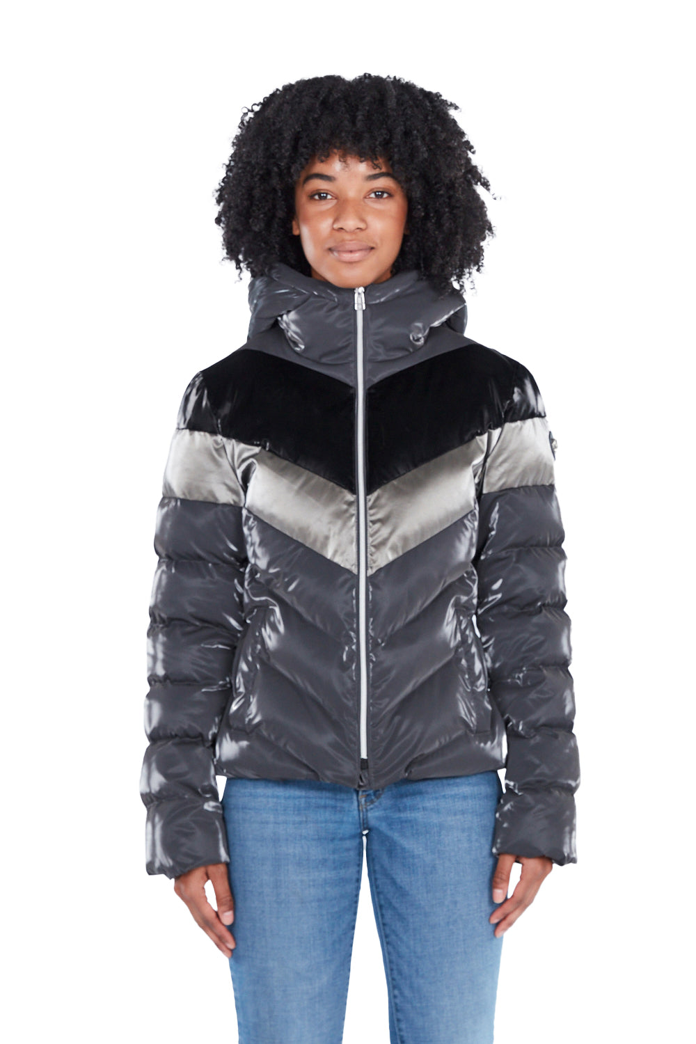 Woodpecker Women&#39;s Robin Winter coat. High-end Canadian designer winter coat for women in shiny &quot;Magnum&quot; grey colour. Woodpecker cruelty-free winter coat designed in Canada. Women&#39;s medium weight long length premium designer jacket for winter. Superior quality warm winter coat for women. Moose Knuckles, Canada Goose, Mackage, Montcler, Will Poho, Willbird, Nic Bayley. Extra warm. Shiny parka. Stylish winter jacket. Designer winter coat.